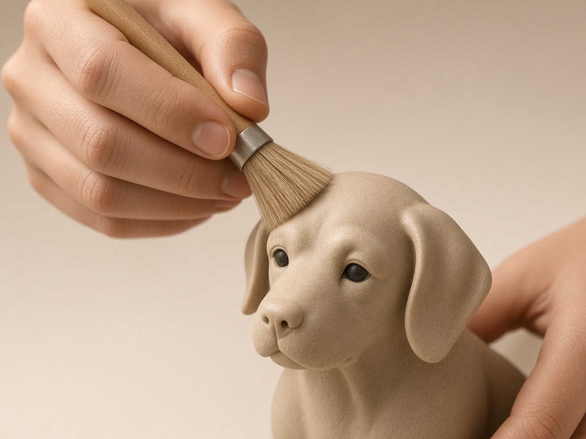 Hand finishing the sculpture